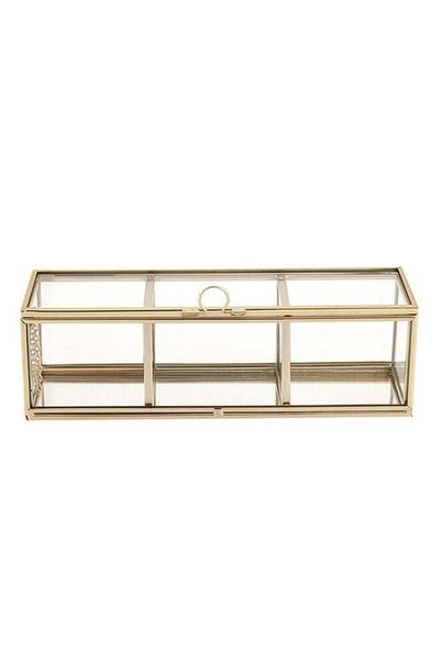 Generic Metal And Glass Multipurpose Storage Box Gold/Clear 25x10x10cm