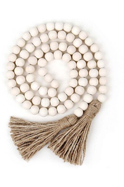 Generic 150 cm Wood Bead Garland with Tassels, Farmhouse Rustic Country Decor...