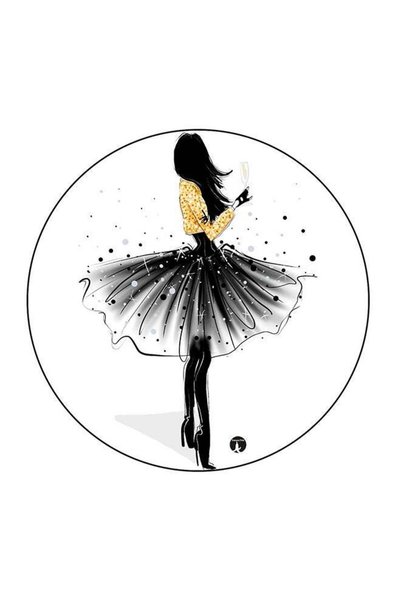 Generic The Girl Printed Fridge Magnet Black/White/Beige 5.5 x 5.5cm