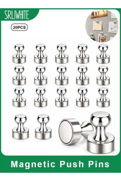 Generic 20 Piece Set Magnetic Push Pins, Silver Magnet Pins for Refrigerator ...