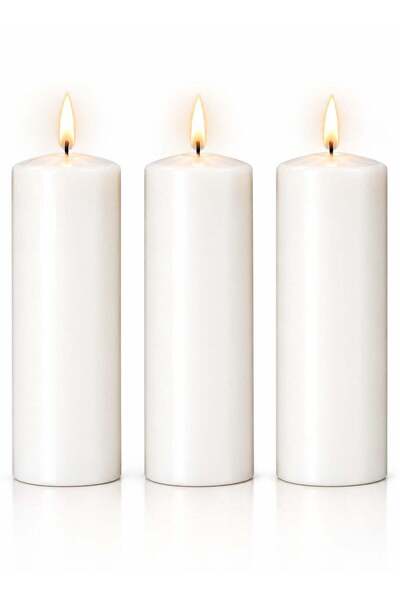 Generic White Pillar Candles Set of 3, 5 Inch x 1.5 Inch Cylindrical Candles,...