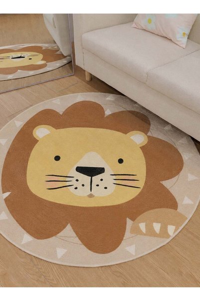 Generic Circular carpet, carpet, (60x60cm) small lion pattern, imitation cash...