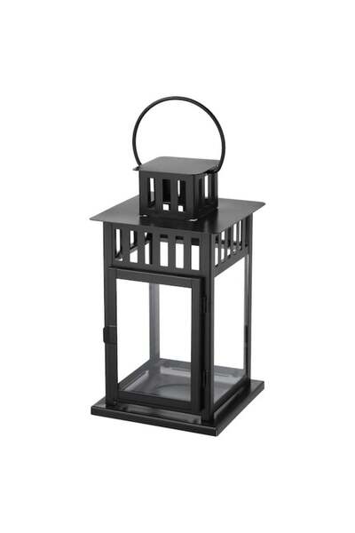 Generic Lantern, Black, 28 cm Stylish Metal & Glass Candle Holder for Indoor ...