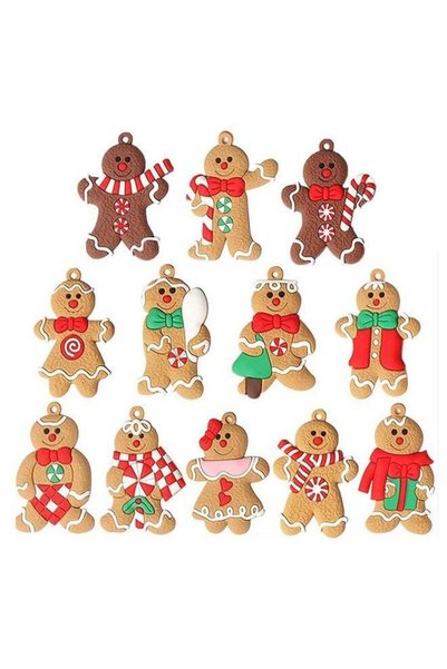 Generic 12Pcs Gingerbread Man Ornaments for Christmas Tree, 3 inch Cute Plast...