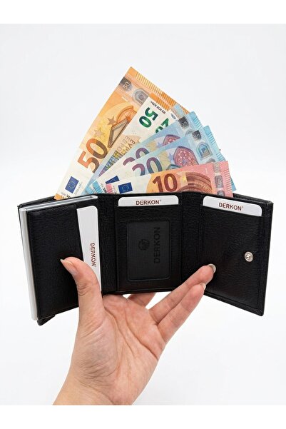 BENOX Crayz Leather Mechanism Unisex Wallet Card Holder