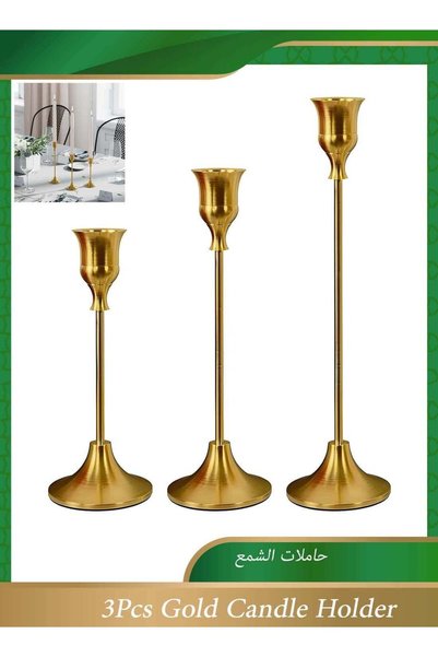 Generic 3Pcs Gold Candle Holder, Candle Stick Holders, Candlestick Holder Set...