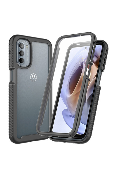 ERBORD Husă pentru Motorola Moto G51 5G, antișoc, cu folie, neagră