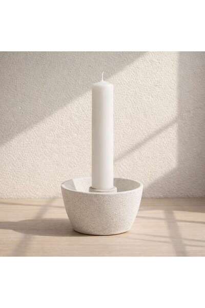 Generic Ishi Terracotta Taper Candle Holder 13x13x6cm - White - 112CTQ9900015