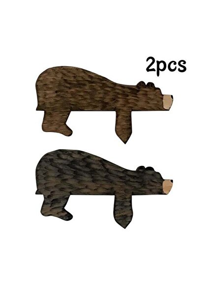 Generic Bear Shaped Wooden Door Top Ornament 2Pcs Set, Creative Home Door Fra...