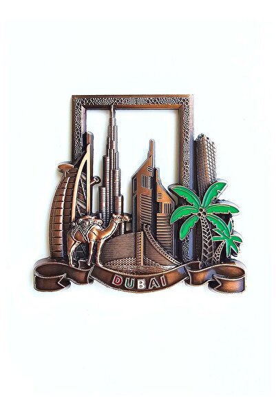 Generic Fridge Metal Magnet Copper polish | Dubai Iconic Landmarks featuring ...