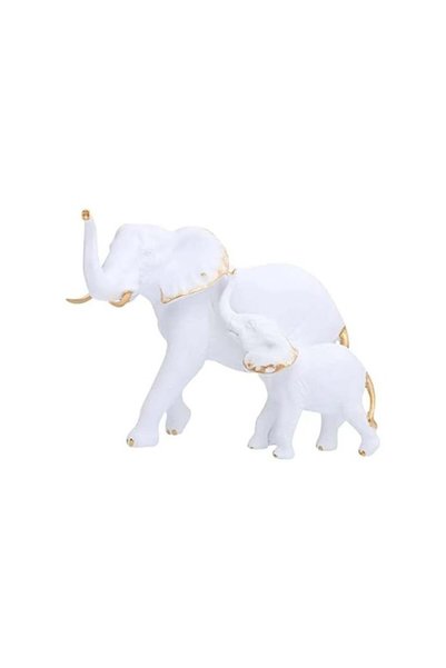 Generic Elegant White and Gold Elephant Statue - Resin Feng Shui Sculpture fo...