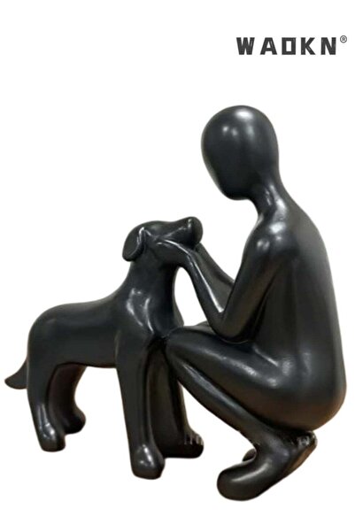 Generic Dog Sculpture Home Decor Cute Man and Dog Statue Decoration for Offic...