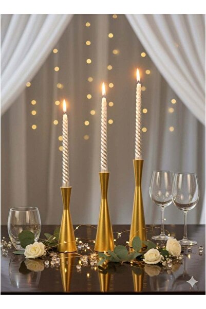 Generic Set of 3 Metal Taper Candle Holders Candlestick Holders, Vintage & Mo...