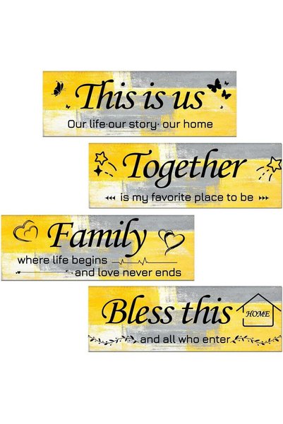 Generic ARS Wall Art for Living Room,Yellow and Grey 4 Pieces This Is Us Fami...