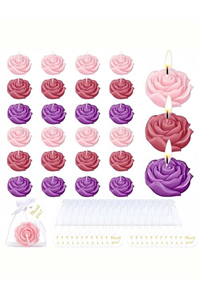 Generic 24Pcs Colorful Rose Scented Candles Set, Handmade Aromatherapy Candle...