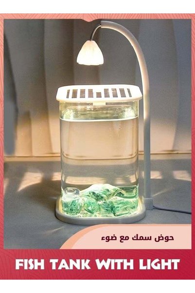 Generic Small Desktop Decoration, With LED Anti-light Tank With Lid, Small Fi...