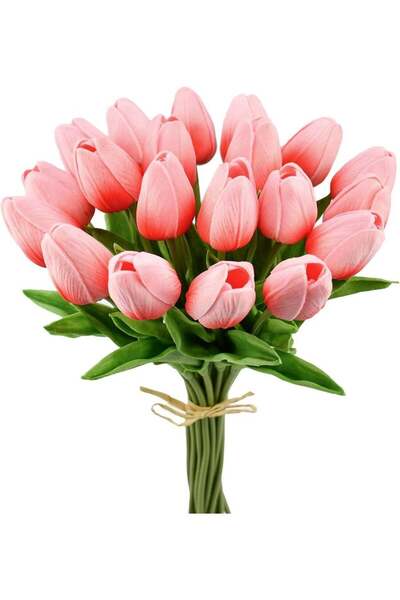 Generic 20pcs Coral Artificial Tulip Silk Fake Flowers 13.5" for Mother's Day...