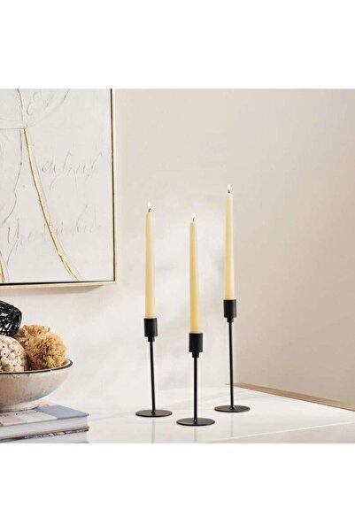Generic Hallie 3 Pc Set Taper Candle Holder 7x7x16.5,18.5,21.5cm- Black - 112...