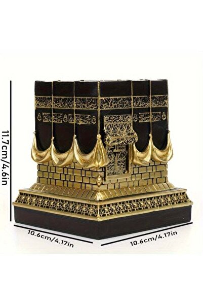 Generic Premium Holy Kaaba Model Islamic Figurine - Elegant Gold & Black Rama...