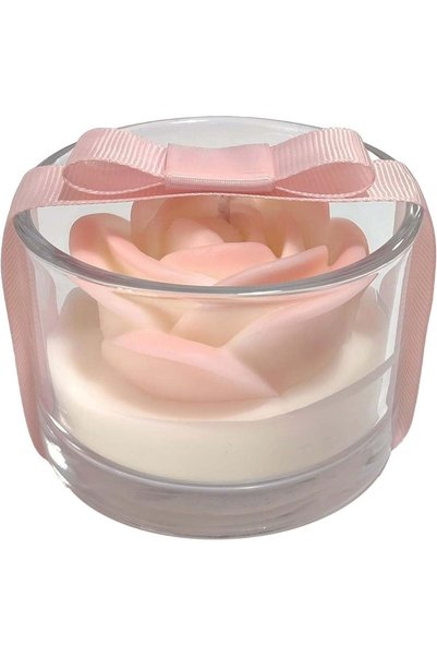 Generic Rose Flower Shaped Scented Candles, Realistic Pink Rose Design Plant-...