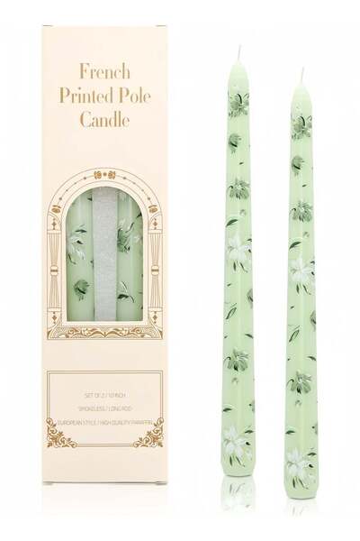 Generic Printed Taper Candles Set of 2 Handmade Drip Candles 10 Inch Long Tap...