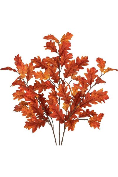 Generic 3 Pcs Artificial Fall Stems, Faux Oak Leaves, 30 Inches, Orange, Indo...