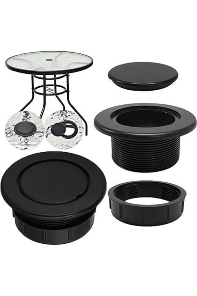 Generic Patio Table Umbrella Hole Ring Plug Cap Set, Black, for 1.63" Umbrell...