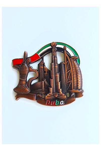 Generic Fridge Metal Magnet Copper polish | UAE Flag with Iconic Landmarks fe...
