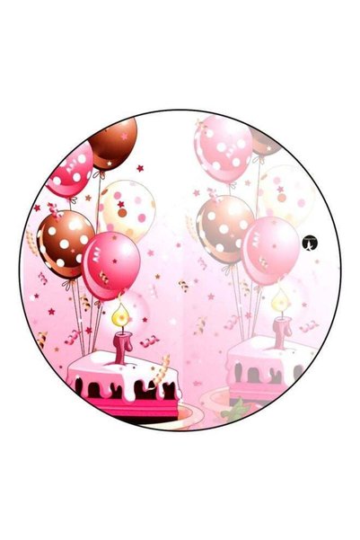 Generic Balloon And Cake Printed Fridge Magnet Pink/Brown/Yellow 5.5cm