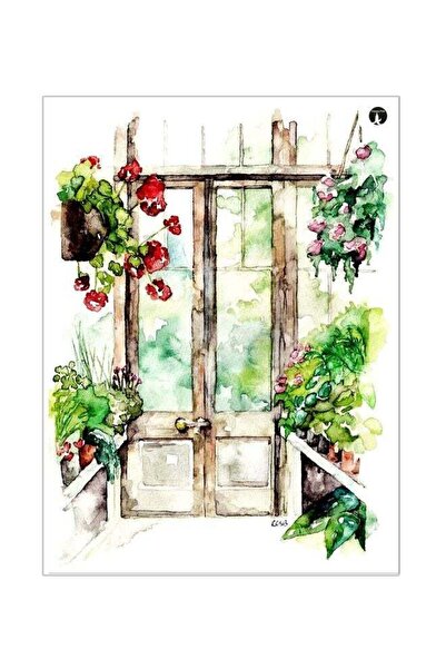 Generic Printed Metallic Plate Brown/Green/Red 20x15cm