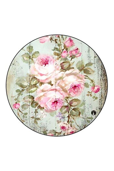 Generic Rose Printed Wooden Fridge Magnet Pink/Green 5.5cm