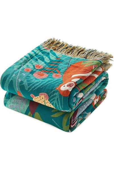 GENERAL LUTBM Boho Throw Blanket for Bed - 100% Cotton Ultra Soft Rustic Quil...