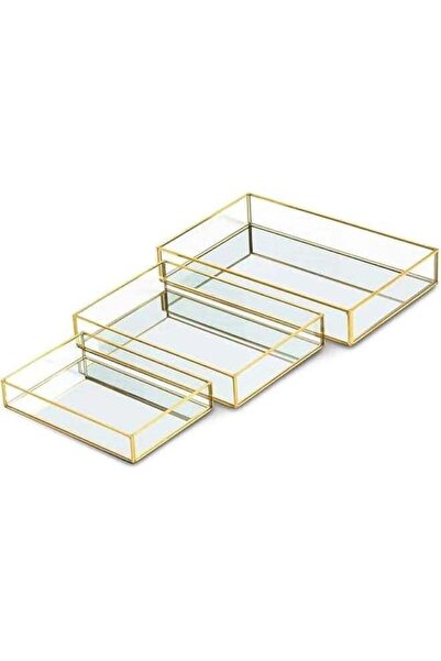 Generic 3 Pieces Mirror Tray Metal Vanity Mirror Tray Rectangle Octagon Perfu...