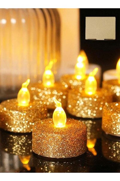 Generic 12 Pcs Gold Tealights Candles, Glitter Battery Operated Tea Lights fo...