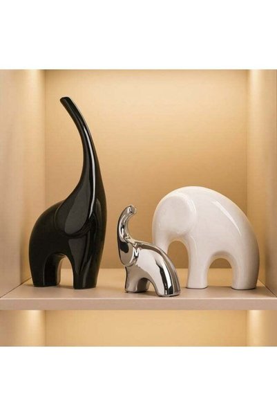 Generic A Family of Three Elephant Statues,Cute Ceramics Elephant Figurine Gi...
