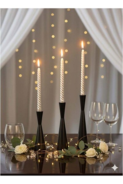 Generic Set of 3 Matte Black Taper Candlestick Holders, Metal Candle Holders,...