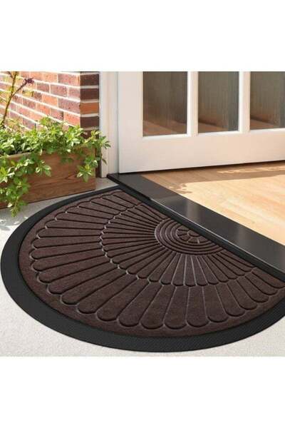 Generic Front Door Mat Outside Entrance, 50 x 80 cm Half Round Rubber Doormat...