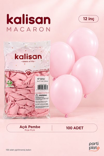 Kalisan Macaron Açık Pembe (Pale Pink) 12 İnç 100’lü Lateks Balon