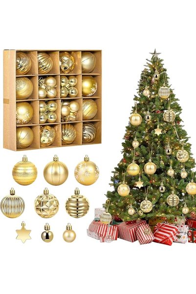 YAKITER 44 Pcs Christmas Ball Ornaments, Christmas Balls, Shatterproof Hangin...