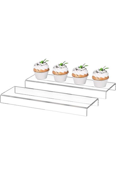 Generic ARS Acrylic Riser Clear Display Stand - 2 Pcs Tiered Display Shelves ...