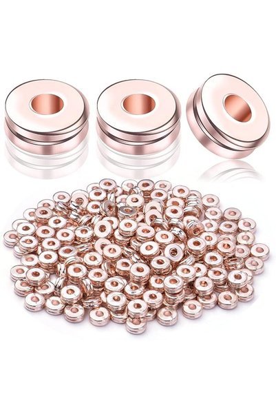 Aylifu Rondelle Spacer Beads, 200pcs 6mm Flat Round Disc Spacer Beads Alloy L...