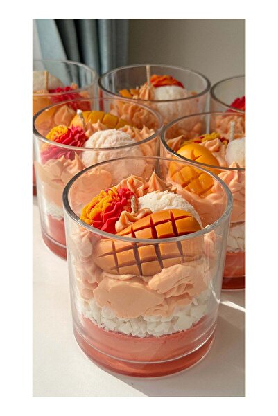 Generic Whipped Cream Orange Scented Jar Candle with lid - 350 gms (12.3 oz) ...