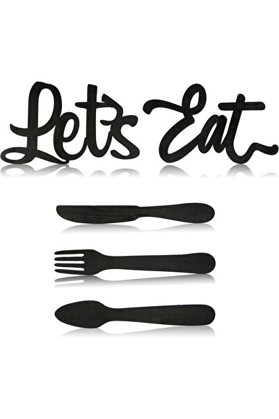 Generic Jetec 5 Pieces Wooden Let's Eat Sign with Fork, Spoon, and Knife - Ru...