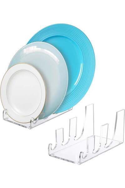 Generic 2 Pcs Acrylic Plate Stands, for Display Clear Dinnerware Display Stan...
