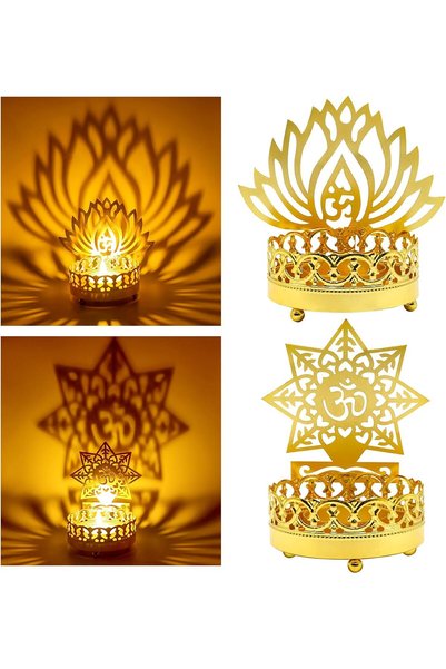 Generic Metal OM Diwali Shadow Diyas - Tea Light Candle Holder