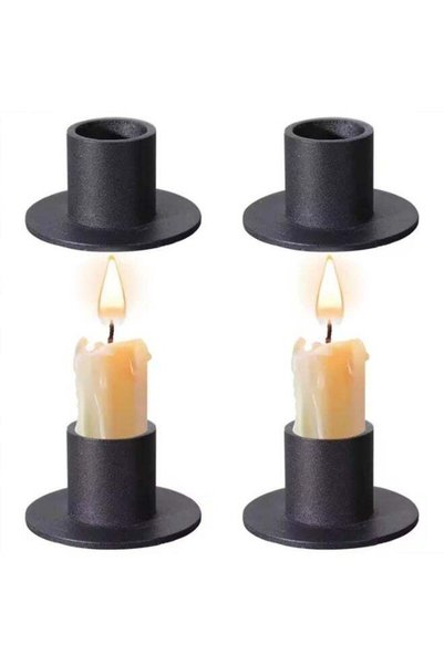 Generic 4 Pack Retro Metal Taper Candle Holders,Black Taper Candlestick, Vint...