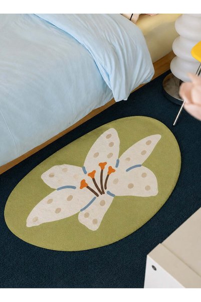 Generic Circular carpet, carpet, (65x65cm) lily pattern, imitation cashmere, ...