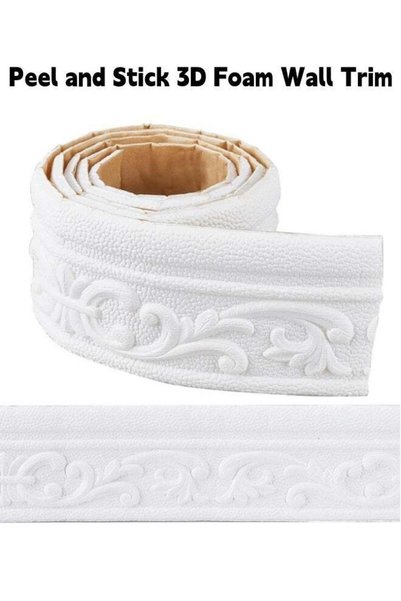 Generic Peel and Stick 3D Foam Wall Trim, White Self-Adhesive Decorative Wall...