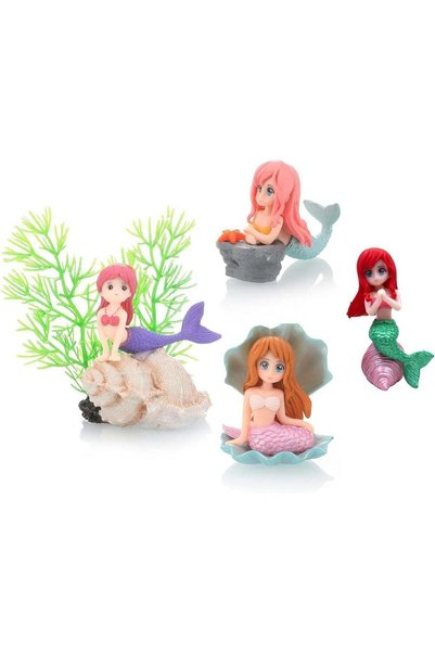 Generic 4 Pack Mermaid Fish Tank Decorations, Miniature Mermaid Figurines, Aq...