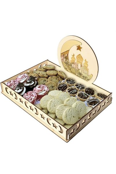 Generic ARS® Ramadan Wood Tray Moon Wooden Star Tableware Eid Mubarak Party S...